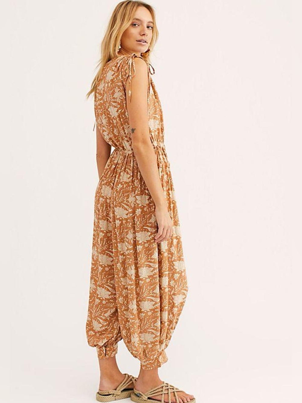 Jen's Pirate Booty Rust Floral Printed Jumpsuit